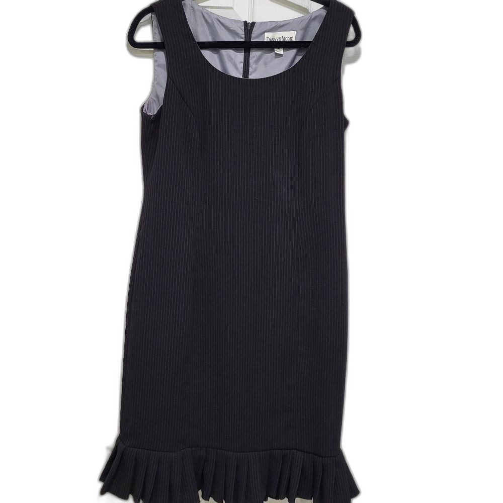 Sleeveless Pinstripe Dress with Ruffled Hem - Size 10